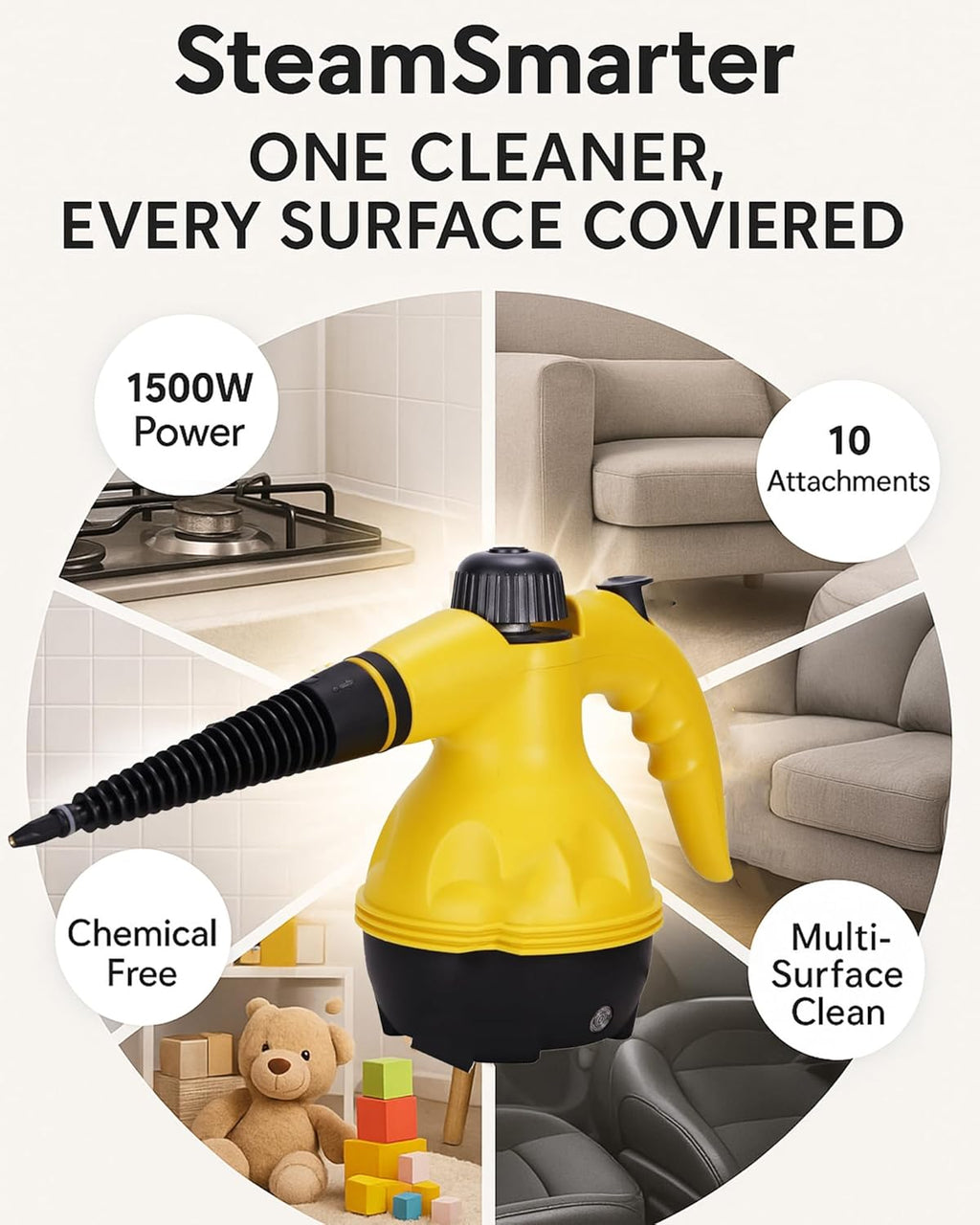 Handheld Steam Cleaner 1500W High Pressure Portable Steamer