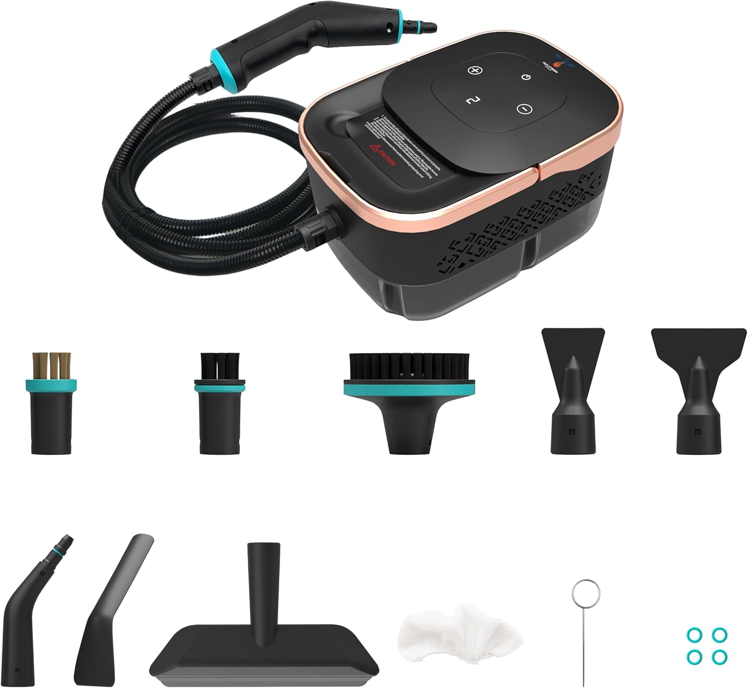 Compact Steam Cleaner, NSC-4831B, Handheld High Pressure Steamer with 8 Brush Heads for Home, Kitchen, Bathroom, Furniture & Car Detailing, Black