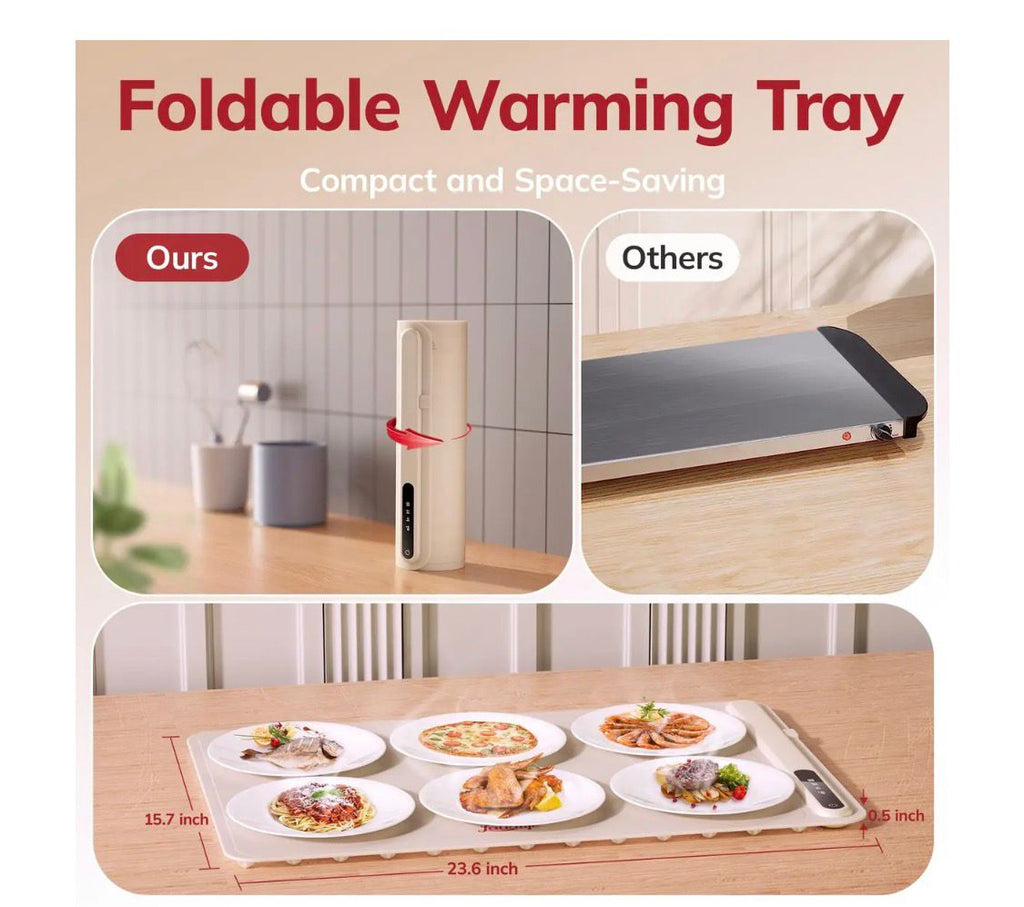 Morpilot Electric Warming Tray with Adjustable Temperature, 6 in 1 Food Warmer for Parties Features Foldable Design & Fast Heating, Warming Plate for Buffet, Family Gatherings, Sabbath, Holidays